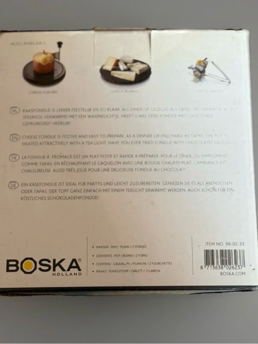 BOSKA Holland Ceramic Tapas Cheese Fondue Set Red Pot Wood Base Forks NIB New